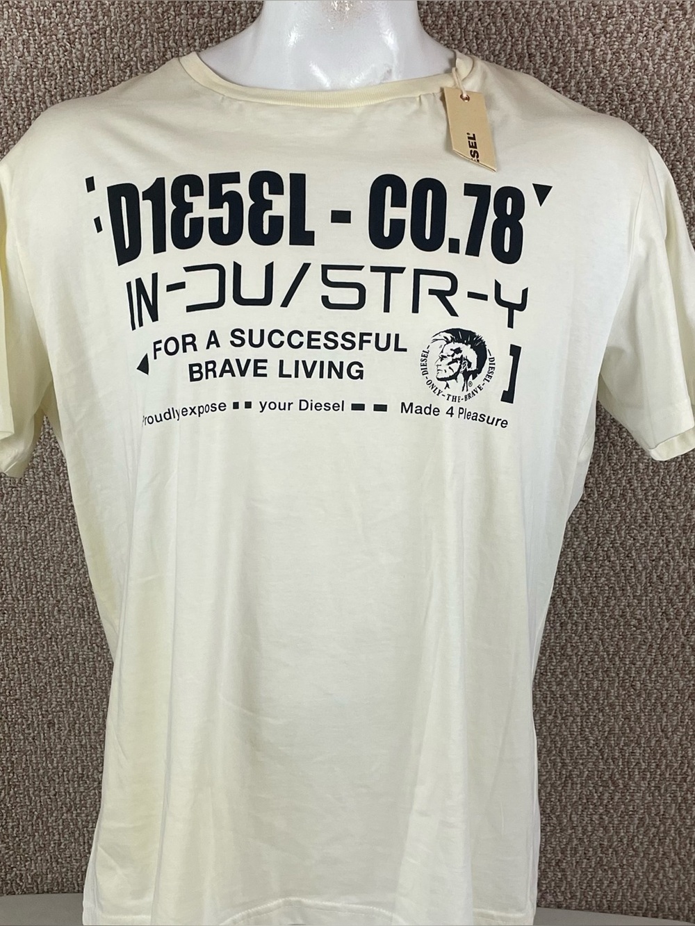 Diesel Graphic T Shirt Mens 2XL Short Sleeve Logo Print Casual Sun Faded NWT E4